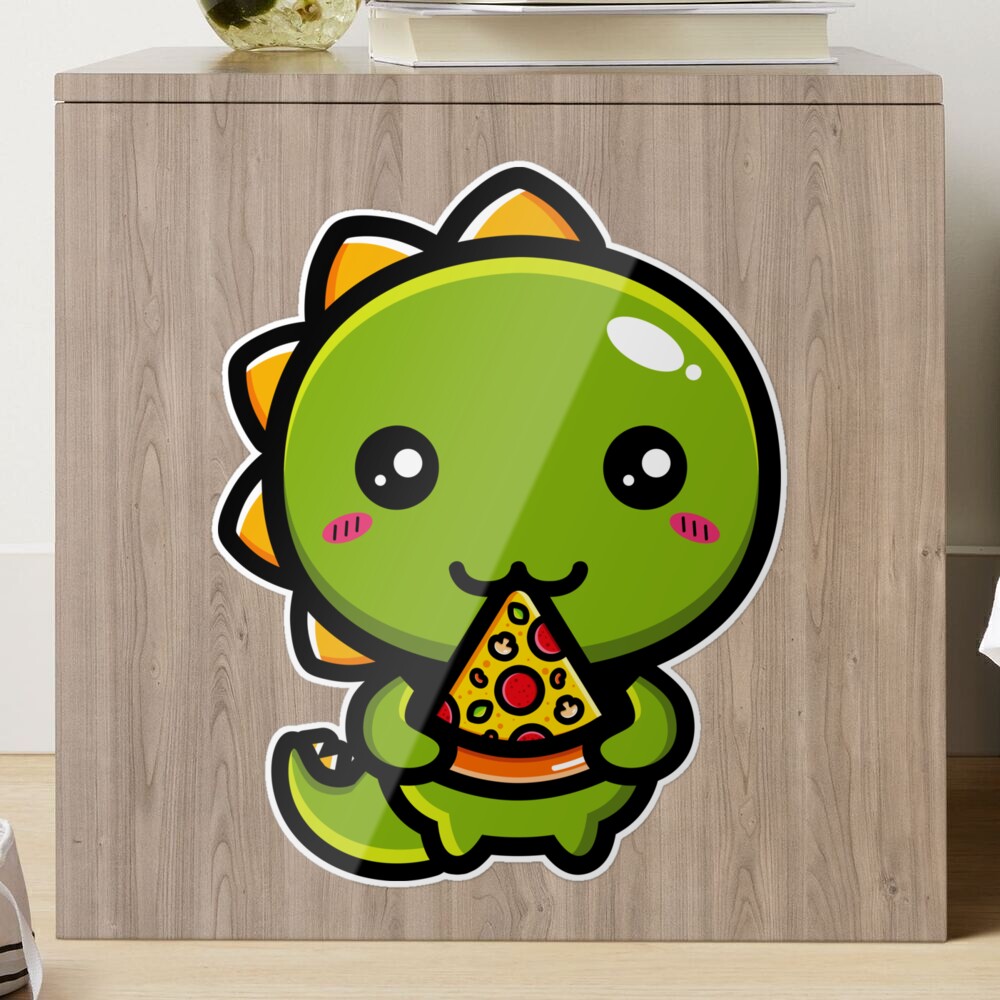 Cute Dino Enjoys Eating Pizza Graphic by jonnyleaf14 · Creative Fabrica