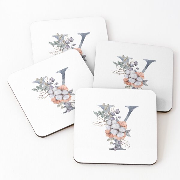 Item preview, Watercolor floral Christmas Y letter wedding monogram print designed and sold by tiana-geo.