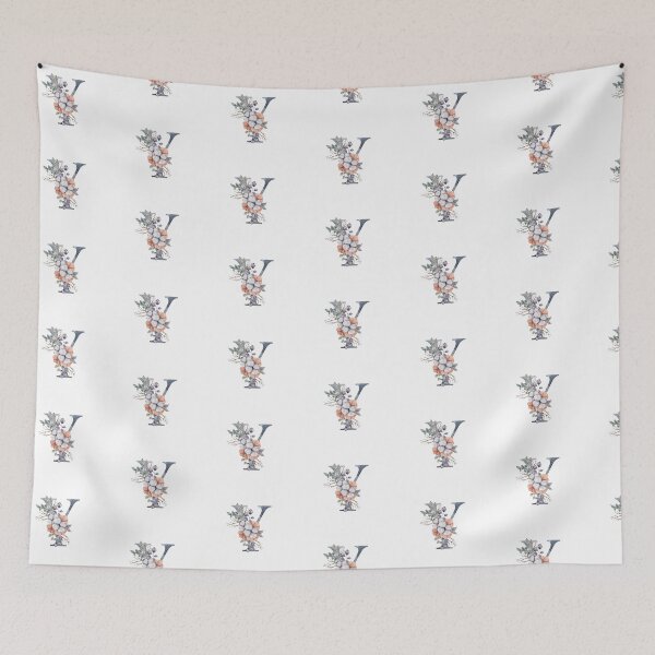 Item preview, Watercolor floral Christmas Y letter wedding monogram print designed and sold by tiana-geo.