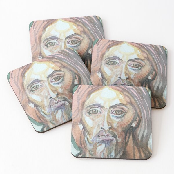Item preview, Face of Jesus Christ or a Saint in the Byzantine Icon Style of Early Christianity original religious art designed and sold by Cefercom.