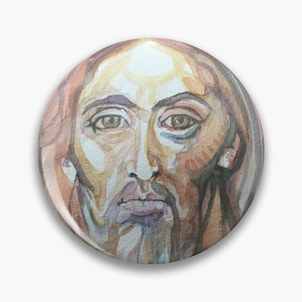 Item preview, Face of Jesus Christ or a Saint in the Byzantine Icon Style of Early Christianity original religious art designed and sold by Cefercom.