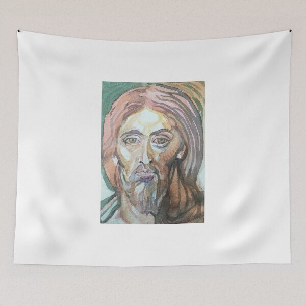 Item preview, Face of Jesus Christ or a Saint in the Byzantine Icon Style of Early Christianity original religious art designed and sold by Cefercom.