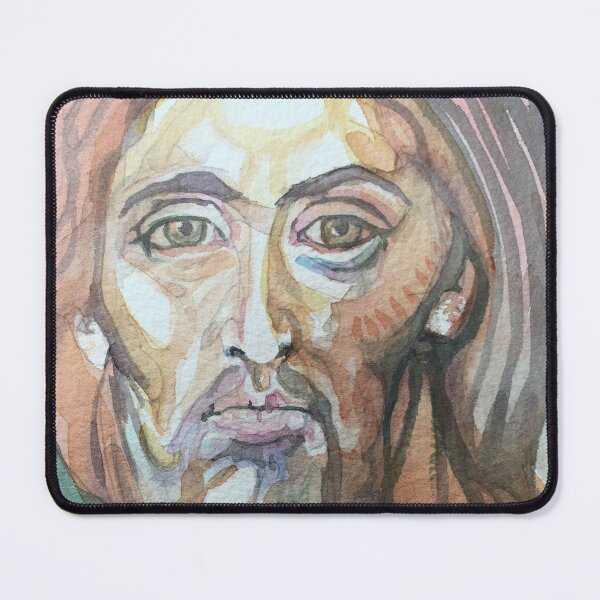 Item preview, Face of Jesus Christ or a Saint in the Byzantine Icon Style of Early Christianity original religious art designed and sold by Cefercom.