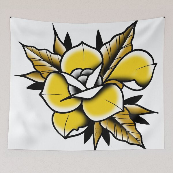 Item preview, Fkj tattoo flash yellow rose designed and sold by franckfkj.