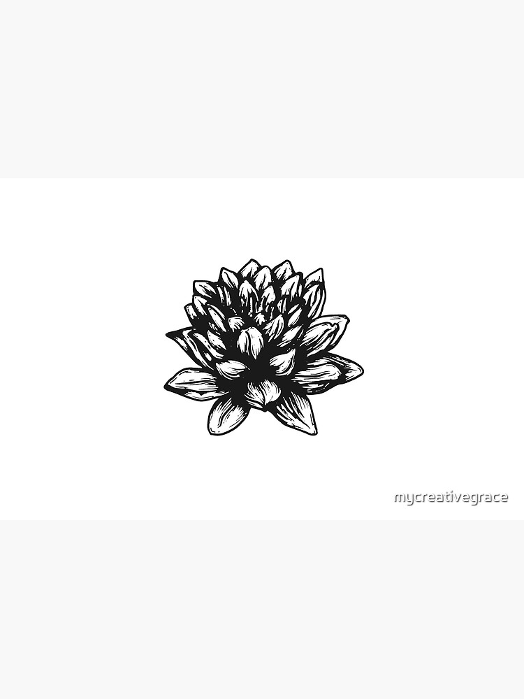 Housse D Ordinateur Fleur De Naissance De Juillet De Nenuphar Dessin De Stylo Noir Et Blanc Par Mycreativegrace Redbubble