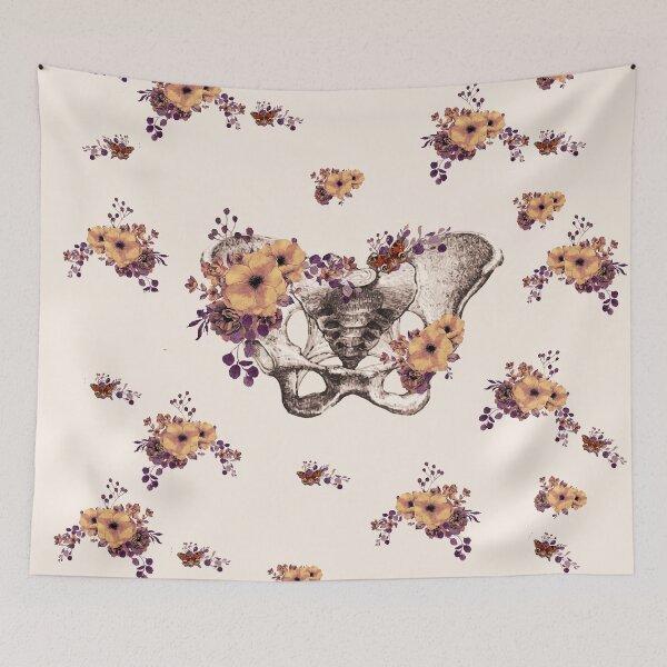 Item preview, Female pelvis, floral, feminism, anatomy, anatomical art, female bones of the pelvis designed and sold by Collagedream.