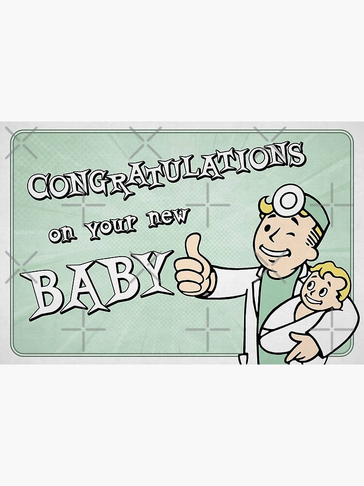 Póster «Felicitaciones por el nuevo bebé estilo Fallout Shelter Felicitaciones por su nuevo