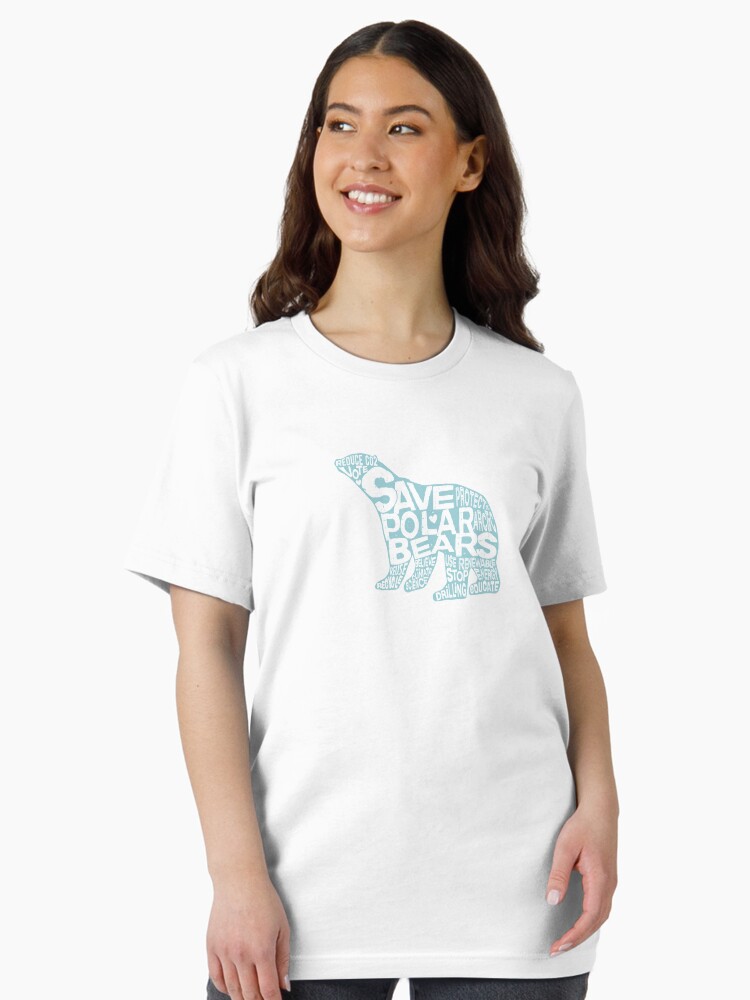 Thumbnail 2 of 7, Essential T-Shirt, Save Polar Bears Words in Silhouette (Sage Blue) designed and sold by jitterfly.