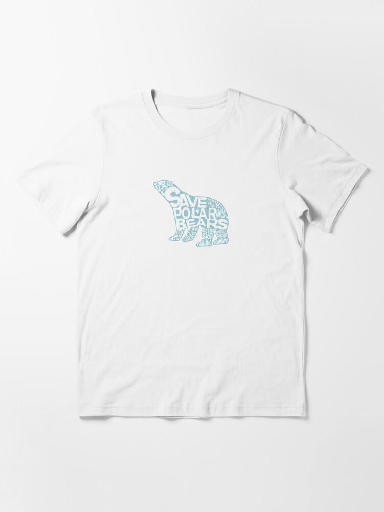 Thumbnail 3 of 7, Essential T-Shirt, Save Polar Bears Words in Silhouette (Sage Blue) designed and sold by jitterfly.