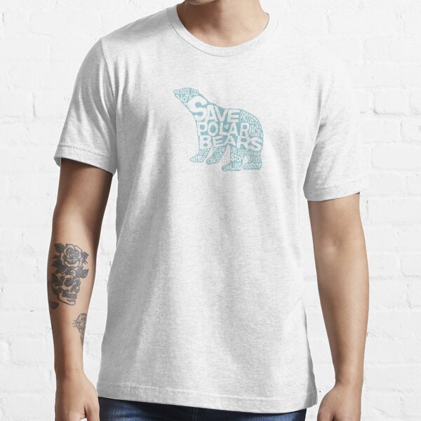 Save Polar Bears Words in Silhouette (Sage Blue) Essential T-Shirt