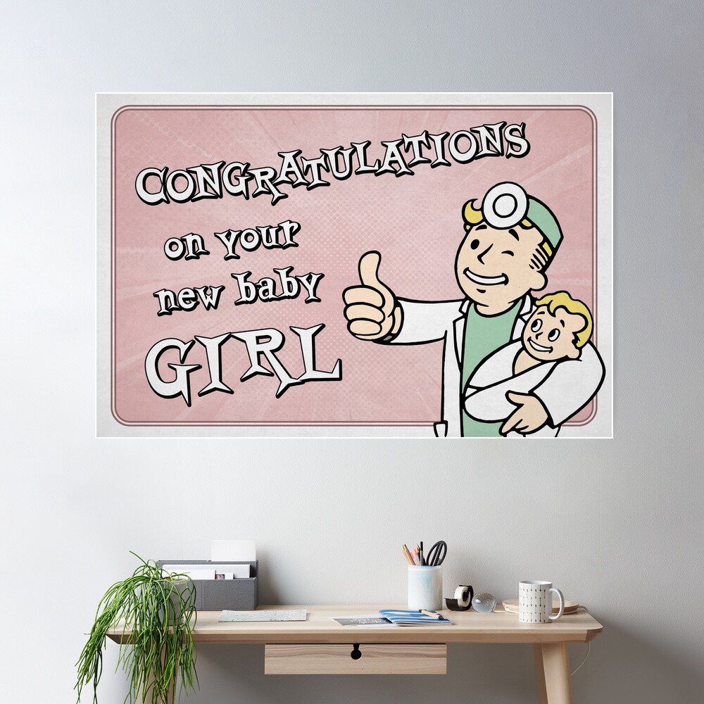 New Baby Girl Congratulations - Fallout Shelter style Congratulations on  your new Baby Girl | (Gender Reveal - Girl) - Pink