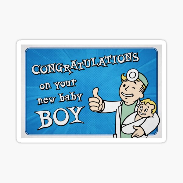 Item preview, New Baby Boy Congratulations - Fallout Shelter style Congratulations on your new Baby Girl | (Gender Reveal - Boy) - Blue designed and sold by Nicky-Valentine.
