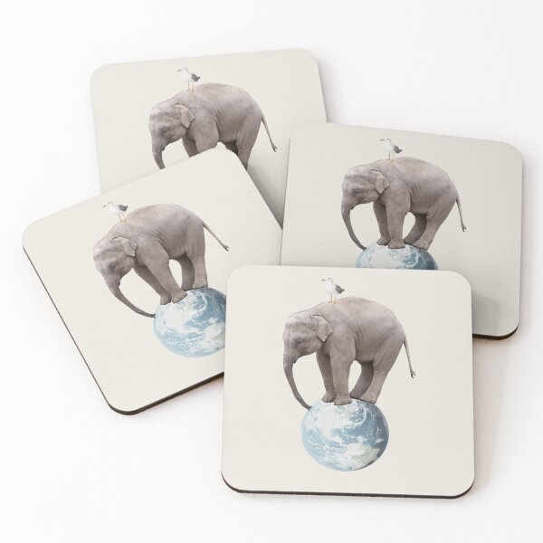 Item preview, Elephant and gull on Earth planet designed and sold by juliaemelian.