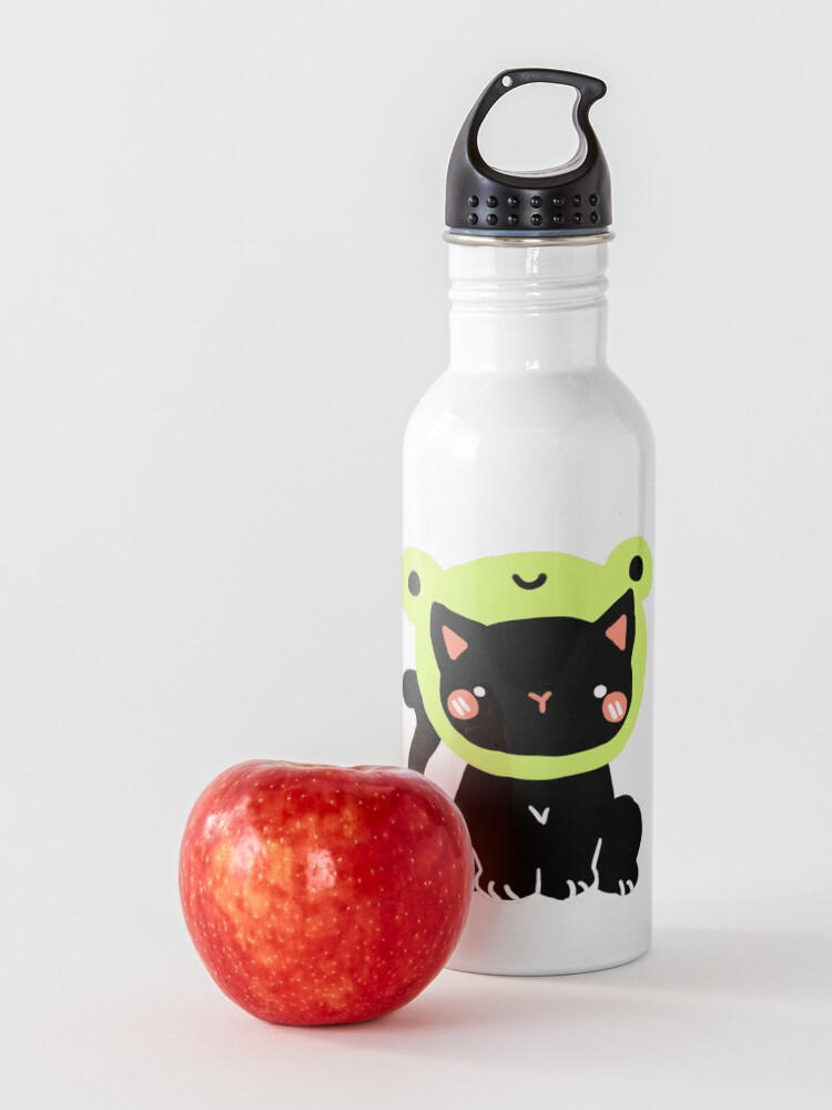 Alternate view of frog hat black cat Water Bottle