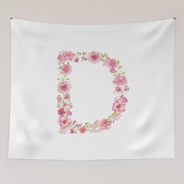 Item preview, Pastel Pink Watercolor Flower Monogram Letter D designed and sold by silviaol.