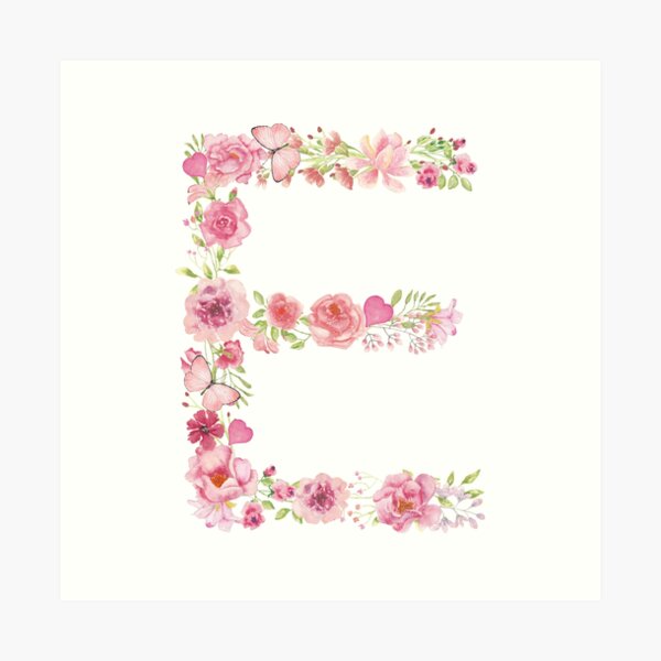 Monogram Name Pink White Flowers Watercolor Silver Ceramic Tile