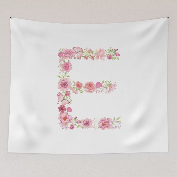 Artikelvorschau, Pastellrosa Aquarell-Blumenmonogramm-Buchstabe E entworfen und verkauft von silviaol.