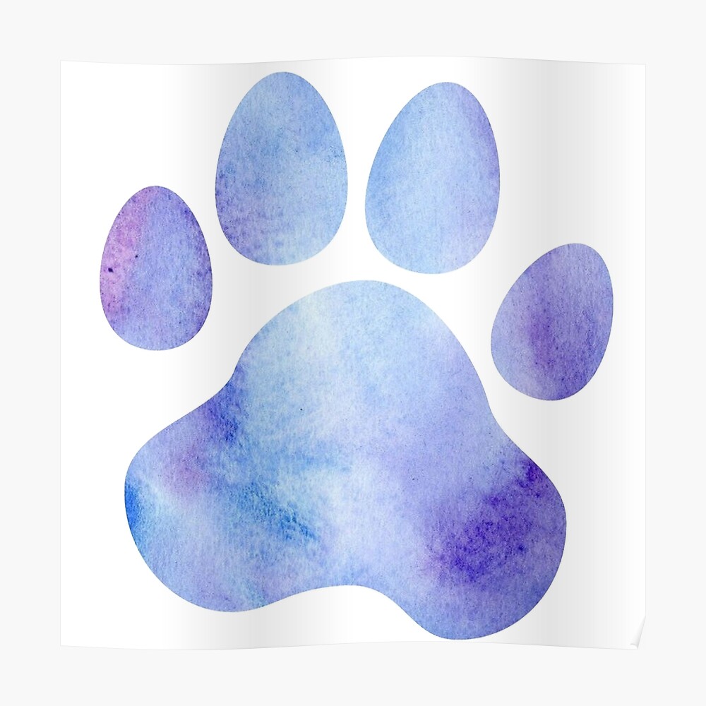 blue and purple paw print sticker by annmariestowe redbubble