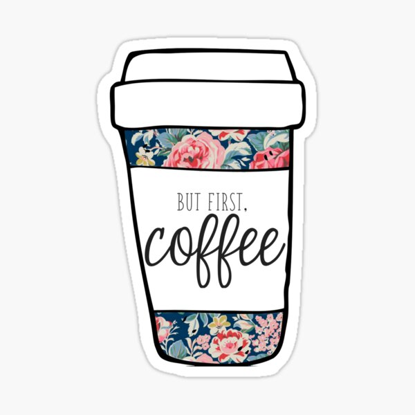 But First, Coffee Navy Floral Mug Sticker