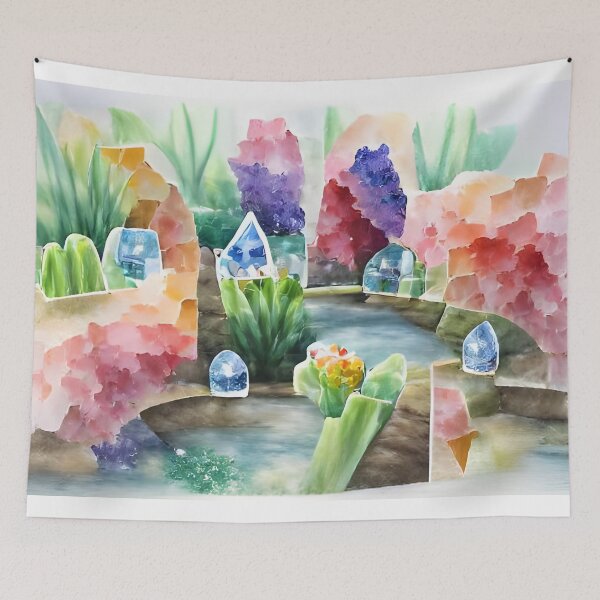 Item preview, Rainbow abstract watercolor crystal garden designed and sold by andrea262.