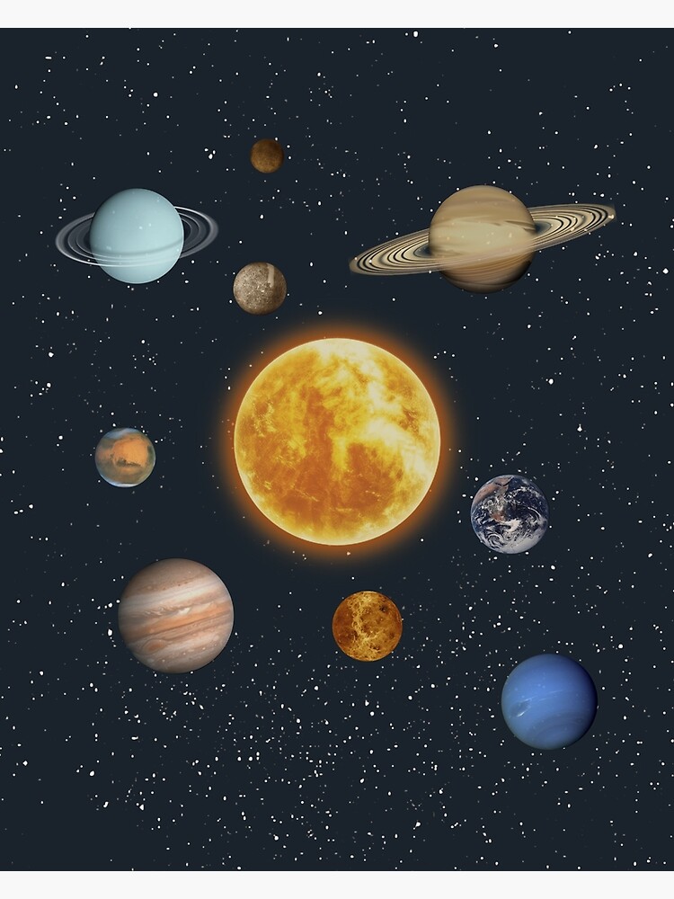 Planètes du système solaire Espace, Soleil, Mercure, Vénus, Terre, Mars,  Jupiter, Saturne, Uranus, Neptune | Poster