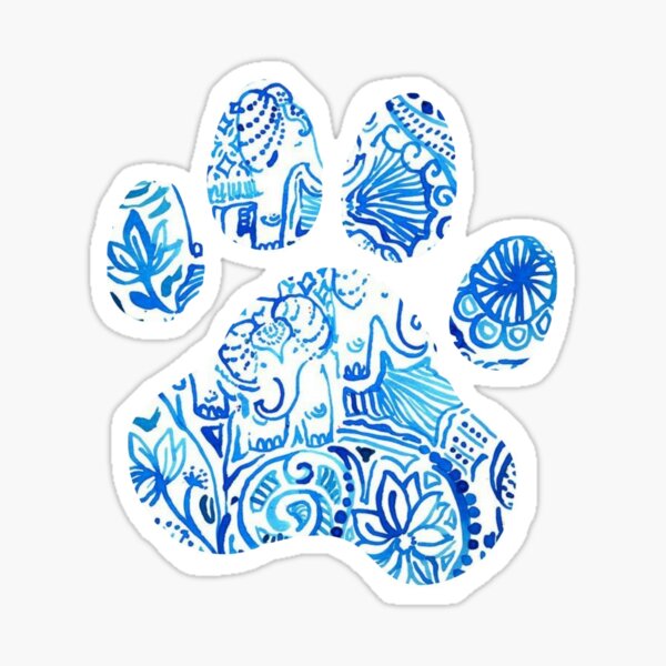 Blue Elephant Paw Print Sticker