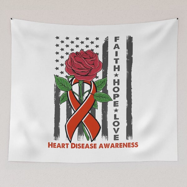 Item preview, Faith Hope Love Heart Disease Awareness American Flag designed and sold by Kohend.