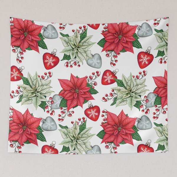 Artikelvorschau, Vintage Weihnachtsschmuck und Poinsettia-Blumen entworfen und verkauft von silviaol.