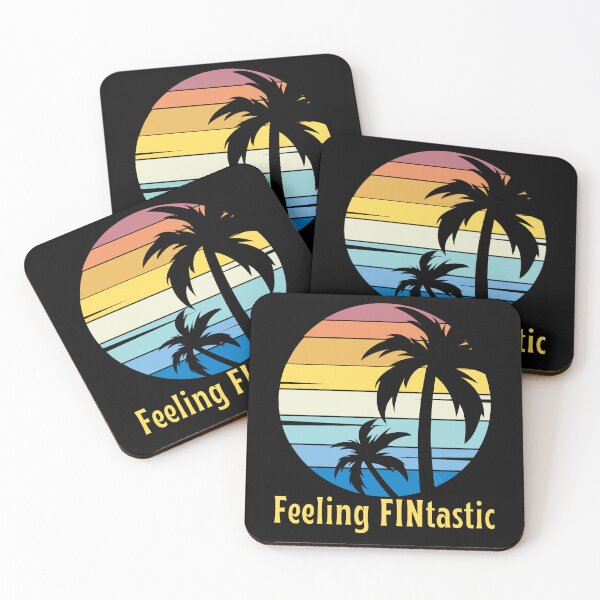 Item preview, Feeling FINtastic - Vintage Tropical Sunset, Feeling Fantastic, The Summer Vibes, Summer Vacation designed and sold by Sun Sand & Sea Art.