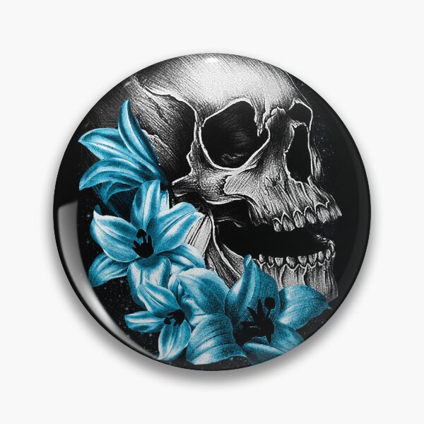 Item preview,  Metallic Skull and Flowers designed and sold by Gothic Fantasy.