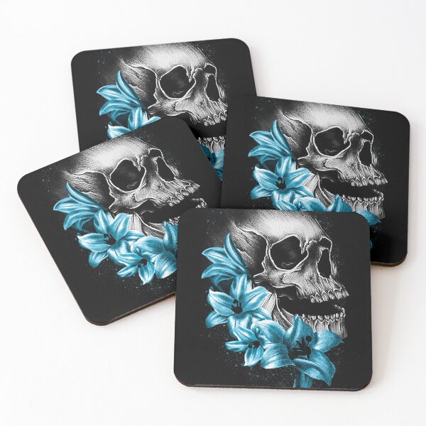 Item preview,  Metallic Skull and Flowers designed and sold by Gothic Fantasy.