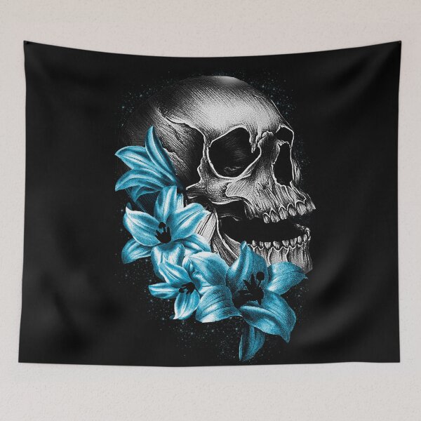 Item preview,  Metallic Skull and Flowers designed and sold by Gothic Fantasy.