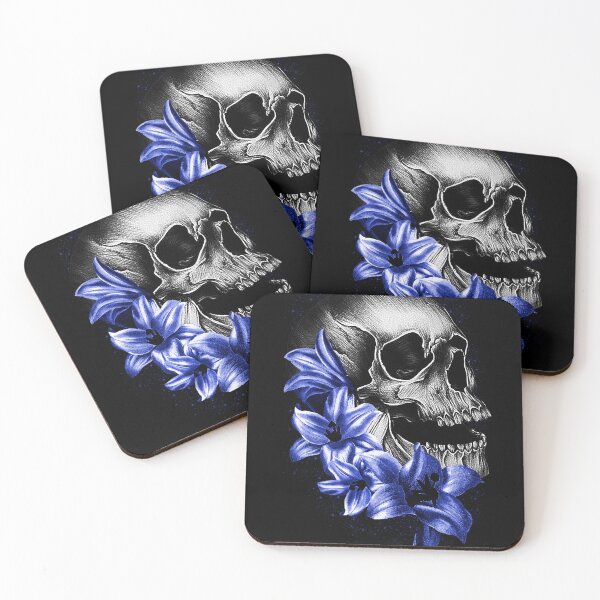 Item preview,  Metallic Skull and Flowers designed and sold by Gothic Fantasy.