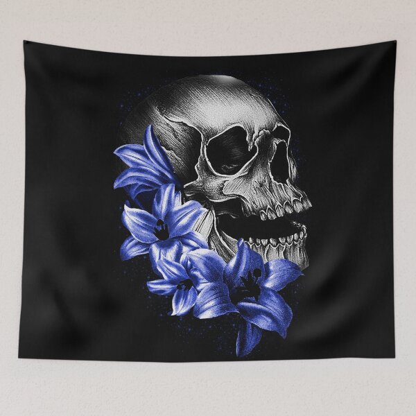 Item preview,  Metallic Skull and Flowers designed and sold by Gothic Fantasy.