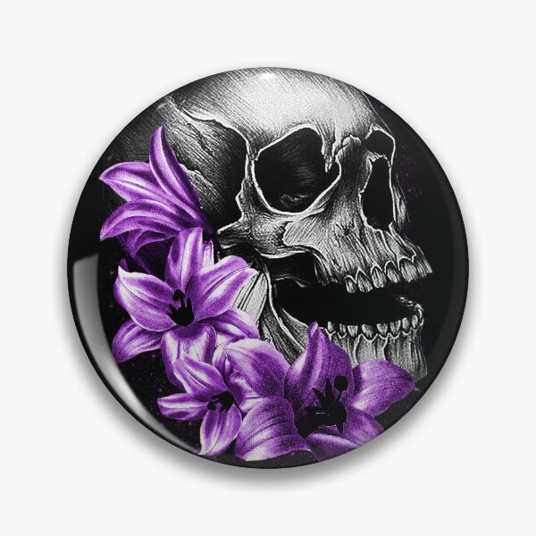 Item preview,  Metallic Skull and Flowers designed and sold by Gothic Fantasy.