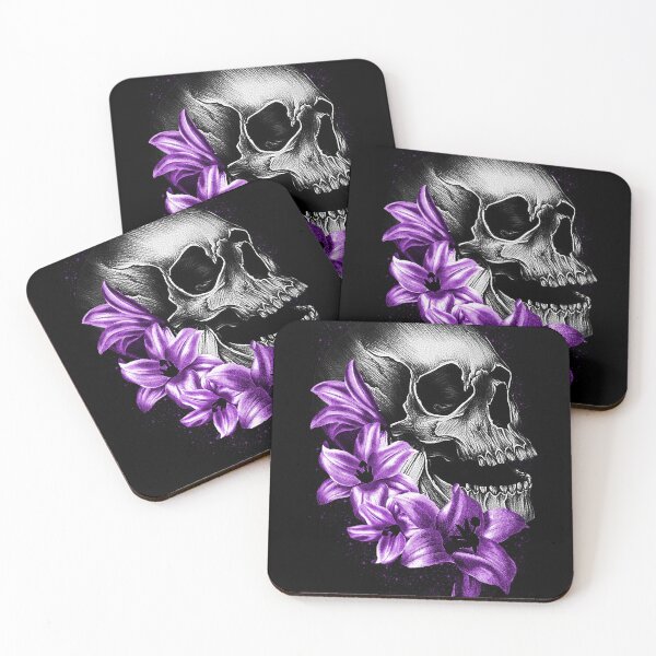 Item preview,  Metallic Skull and Flowers designed and sold by Gothic Fantasy.