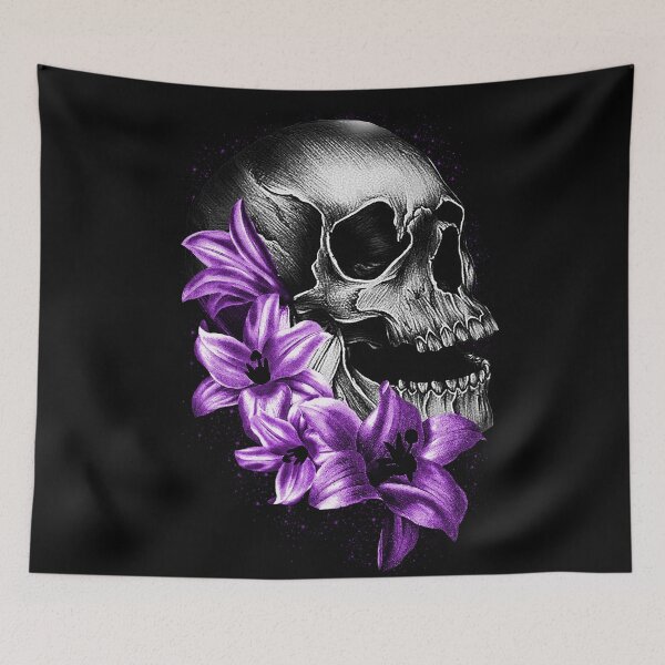 Item preview,  Metallic Skull and Flowers designed and sold by Gothic Fantasy.