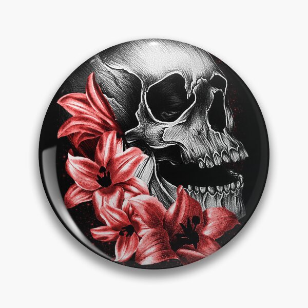 Item preview,  Metallic Skull and Flowers designed and sold by Gothic Fantasy.