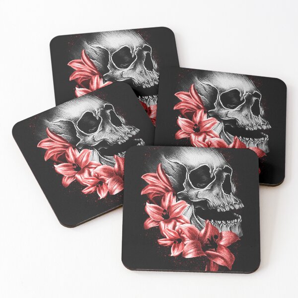 Item preview,  Metallic Skull and Flowers designed and sold by Gothic Fantasy.