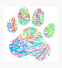 Vibrant Floral Paw Print Photographic Print