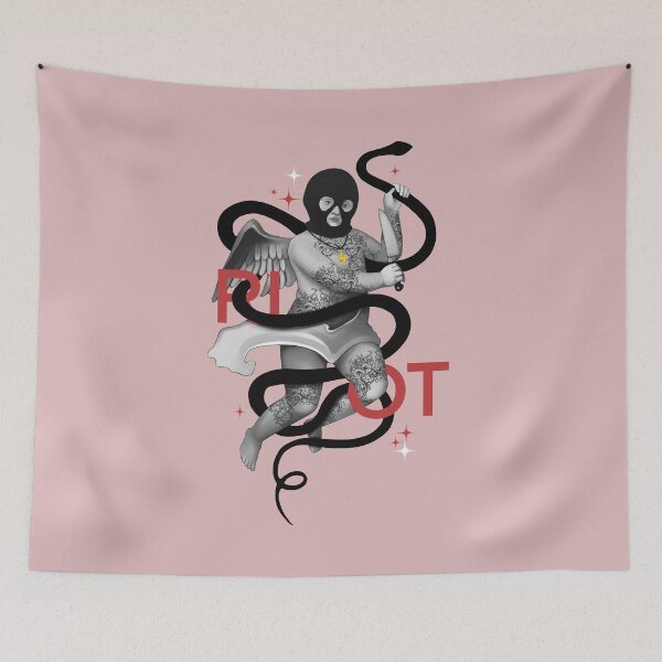 Item preview, Riot punk angel with snake (on pink) designed and sold by Meakm-art.