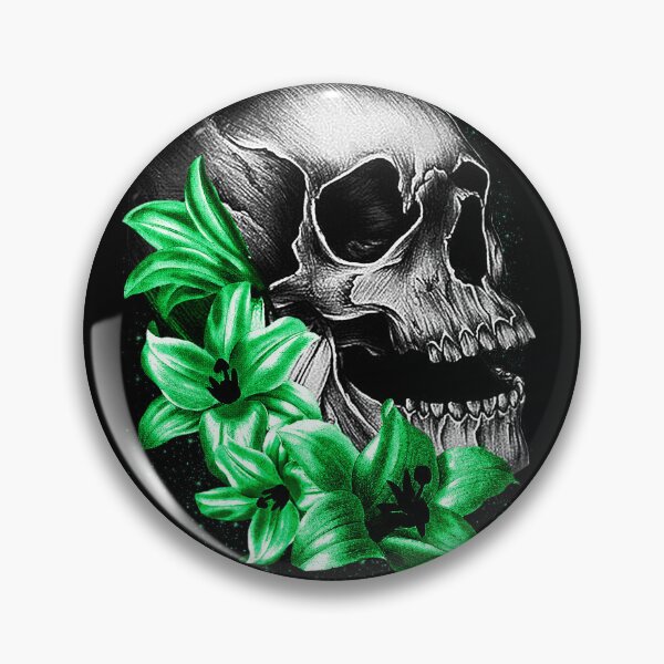 Item preview,   Metallic Skull and Flowers designed and sold by Gothic Fantasy.