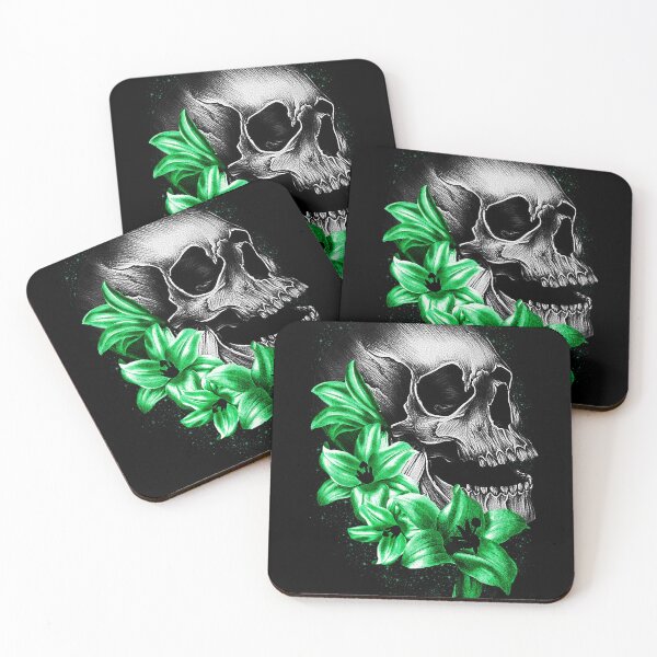 Item preview,   Metallic Skull and Flowers designed and sold by Gothic Fantasy.
