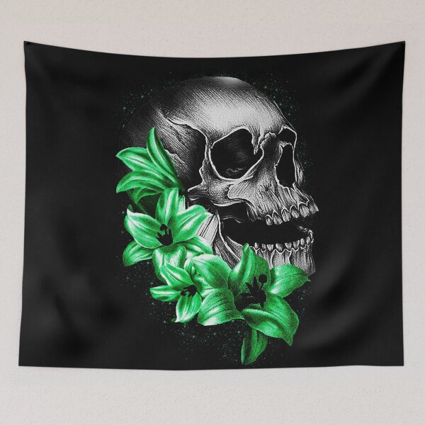 Item preview,   Metallic Skull and Flowers designed and sold by Gothic Fantasy.