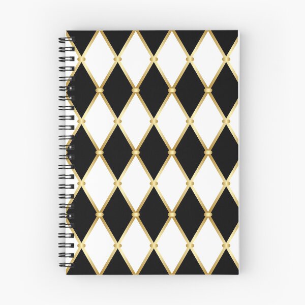 Item preview, Harlequin pattern of rhombuses. White & Black diamonds in golden grid designed and sold by GalinaAlex.