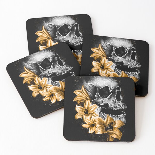 Item preview,    Metallic Skull and Flowers designed and sold by Gothic Fantasy.