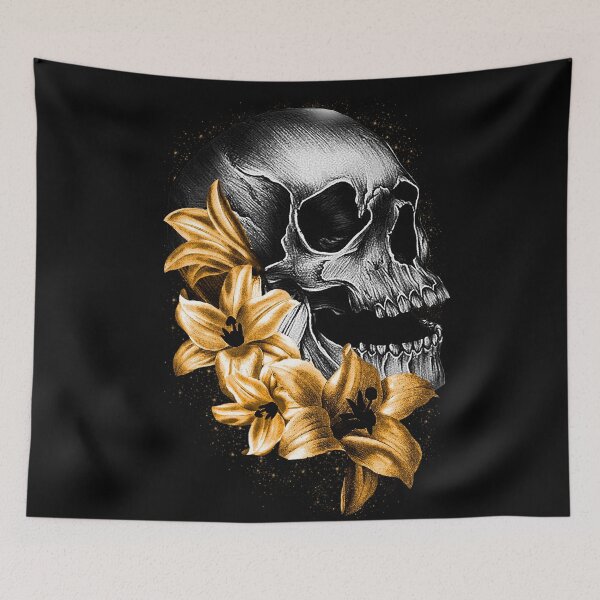 Item preview,    Metallic Skull and Flowers designed and sold by Gothic Fantasy.