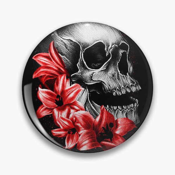 Item preview,    Metallic Skull and Flowers designed and sold by Gothic Fantasy.