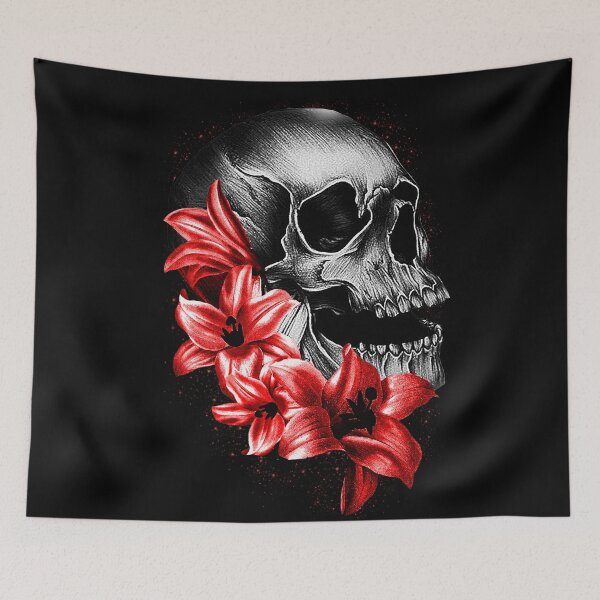 Item preview,    Metallic Skull and Flowers designed and sold by Gothic Fantasy.