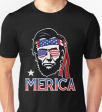 Merica - Lustiges Abe Lincoln 4. Juli Hüfte amerikanisches T-Shirt Slim Fit T-Shirt